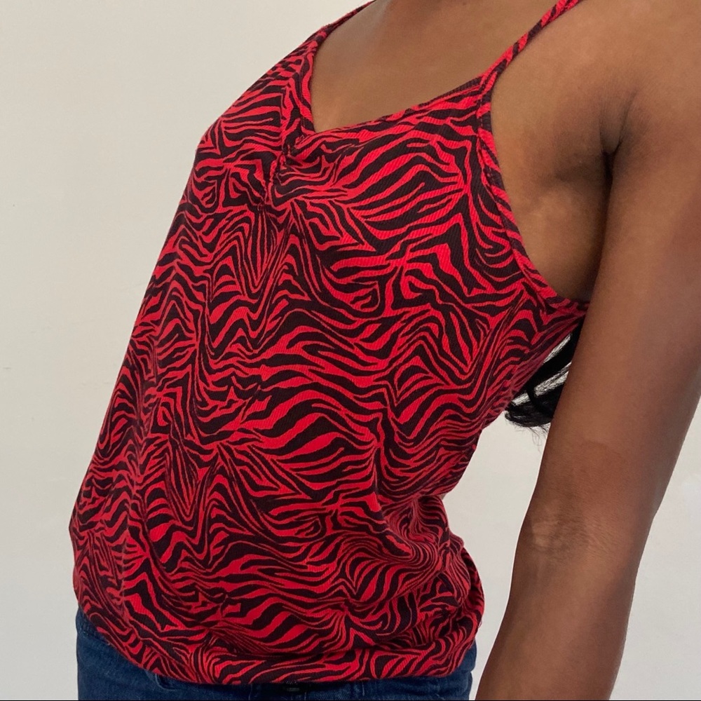 RED AND BLACK ZEBRA PRINT ‘NO BOUNDARIES’ CAMI